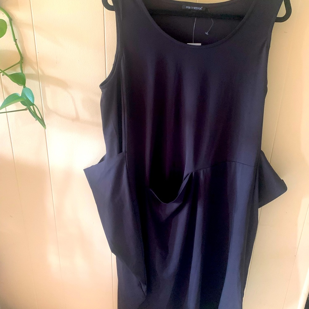 Luxury Brand Midi Dress with Batwing pockets